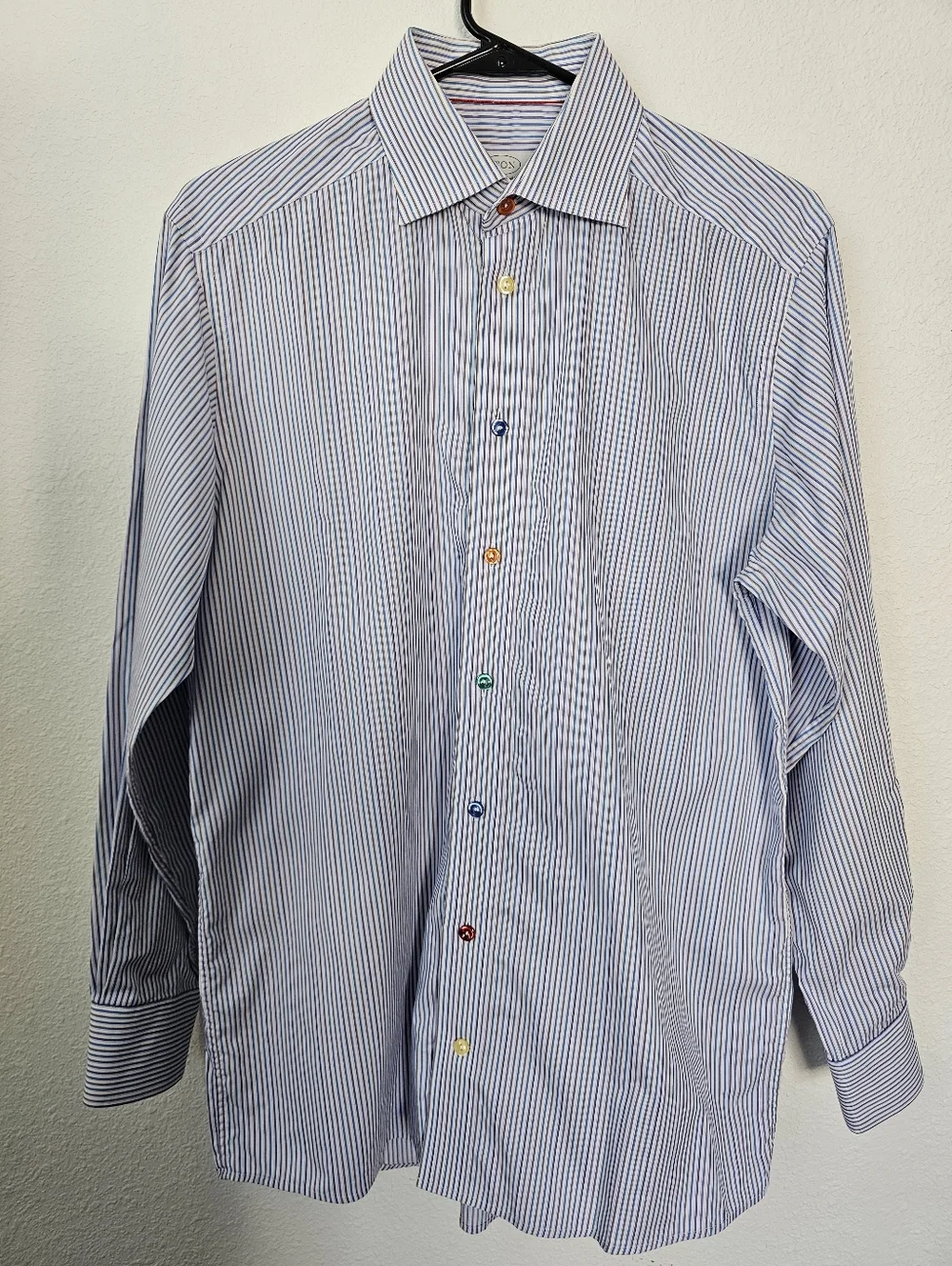 ETON Contemporary Men's Dress Shirt Size 39, 15 1/2 Striped W/Colored Buttons - Picture 3 of 10